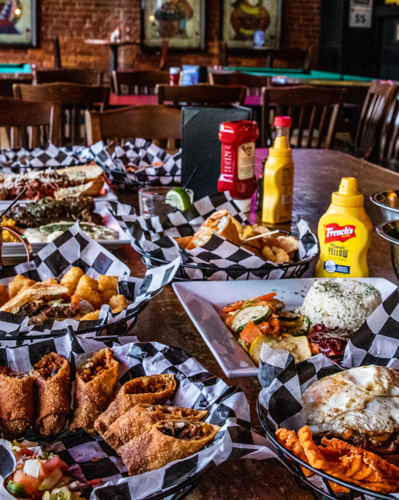 table filled with starter items